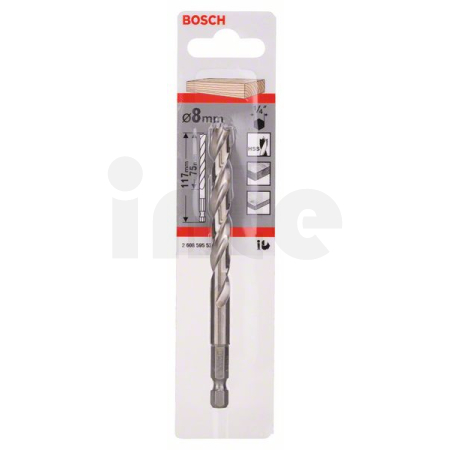 BOSCH Spirálový vrták do dřeva s šestihrannou stopkou 1/4" 2608595523