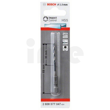 BOSCH Spirálový vrták s šestihrannou stopkou HSS 2,5 mm 2608577047