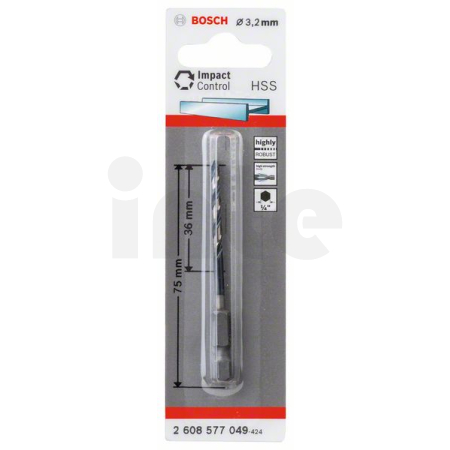 BOSCH Spirálový vrták s šestihrannou stopkou HSS 3,2 mm 2608577049