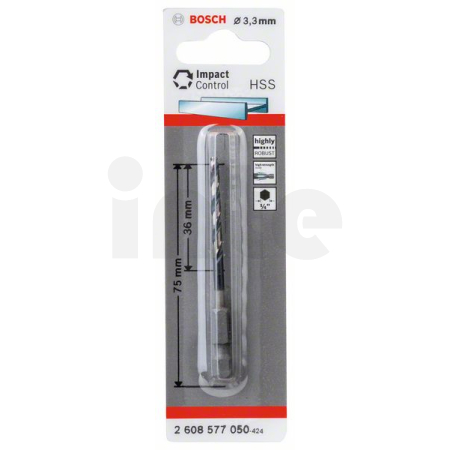 BOSCH Spirálový vrták s šestihrannou stopkou HSS 3,3 mm 2608577050