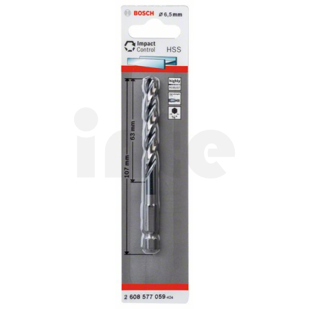 BOSCH Spirálový vrták s šestihrannou stopkou HSS 6,5 mm 2608577059