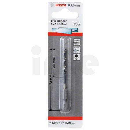 BOSCH Spirálový vrták s šestihrannou stopkou HSS 3,0 mm 2608577048