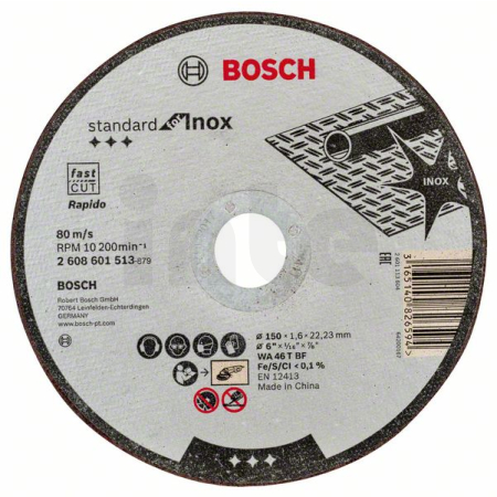 BOSCH Dělicí kotouč rovný Standard for Inox 2608601513