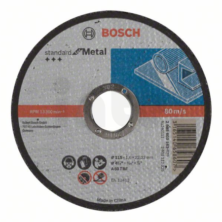 BOSCH Dělicí kotouč rovný Standard for Metal 2608603163