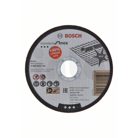 BOSCH Dělicí kotouč rovný Standard for Inox 2608603170