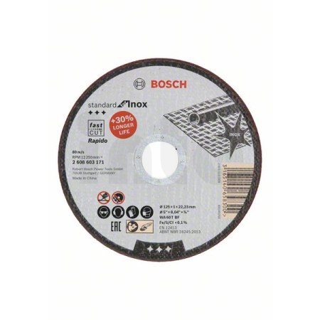 BOSCH Řezací kotouč PRO Stainless Steel and Metal, 125 × 1 × 22,23 mm, rovný 2608603171