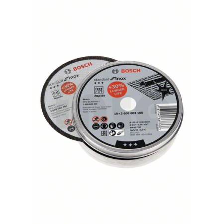 BOSCH Dělicí kotouč rovný Standard for Inox - Rapido, 10 ks 2608603254