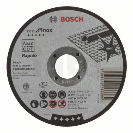BOSCH Dělicí kotouč rovný Best for Inox – Rapido 2608603486