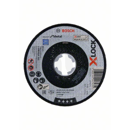 BOSCH Ploché řezné kotouče Expert for Metal systému X-LOCK, 115×2,5×22,23 2608619253