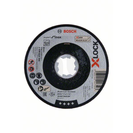 BOSCH Ploché řezné kotouče Expert for Inox systému X-LOCK, 115×1,6×22,23 2608619260