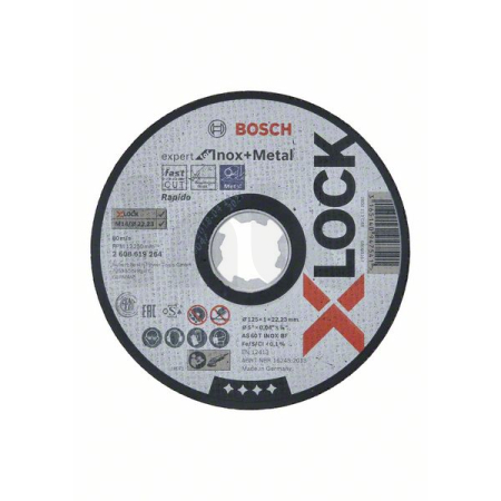 BOSCH Ploché řezné kotouče Expert for Inox+Metal systému X-LOCK, 125×1×22,23 2608619264