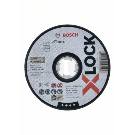 BOSCH Ploché řezné kotouče Expert for Inox systému X-LOCK, 125×1,6×22,23 2608619265