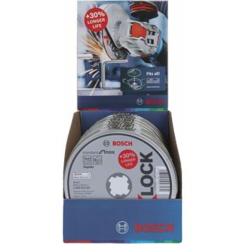 BOSCH Řezací kotouč PRO Stainless Steel and Metal, 125 × 1 × 22,23 mm, X-Lock, rovný, 10 ks 2608619267