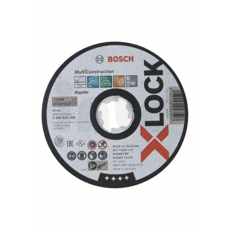 BOSCH Ploché řezné kotouče Multi Material systému X-LOCK, 125×1×22,23 2608619269