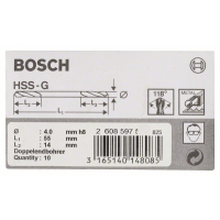BOSCH Oboustranný vrták do kovu PRO Metal HSS-G, 4 × 14 × 55 mm, 10 ks 2608597588