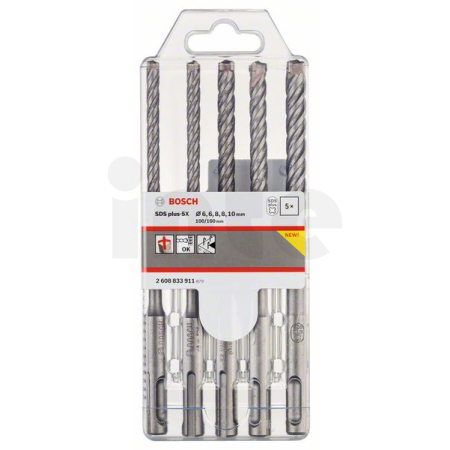 BOSCH 5dílná sada vrtáků do kladiv SDS plus-5X 6/6/8/8/10 mm 2608833911
