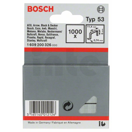 BOSCH Sponky do sponkovačky z tenkého drátu, typ 53 1609200326