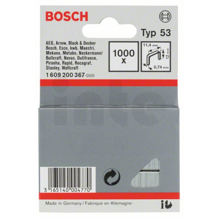 BOSCH Sponky do sponkovačky z tenkého drátu, typ 53 1609200367
