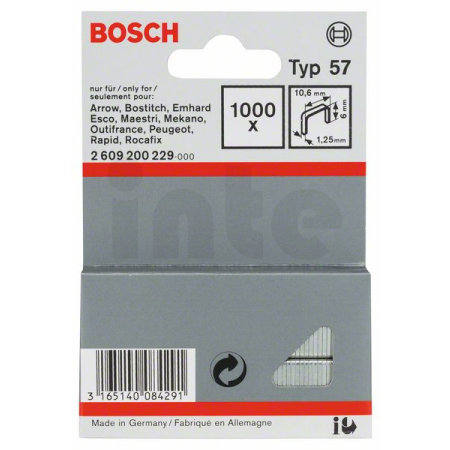 BOSCH Sponky do sponkovačky z plochého drátu, typ 57 2609200229