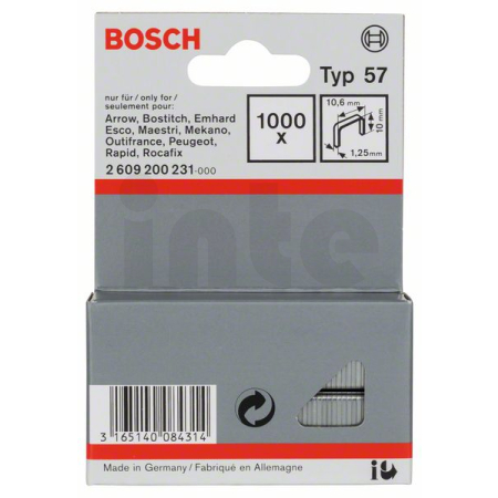 BOSCH Sponky do sponkovačky z plochého drátu, typ 57 2609200231