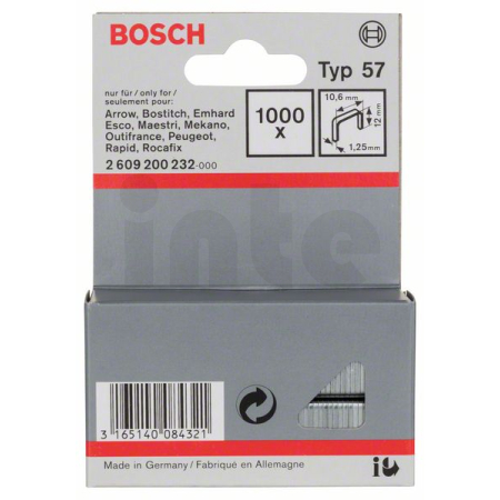 BOSCH Sponky do sponkovačky z plochého drátu, typ 57 2609200232