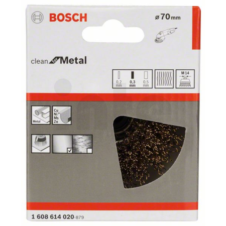 BOSCH Hrnkový kartáč, zvlněný drát, 70, mosazný povrch 1608614020