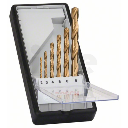 BOSCH Sada spirálových vrtáků do kovu HSS-TiN, Robust Line, 135° 2–8 mm, 6 kusů 2607010530