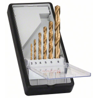 BOSCH Sada spirálových vrtáků do kovu HSS-TiN, Robust Line, 135° 2–8 mm, 6 kusů 2607010530