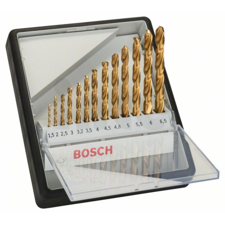 BOSCH Sada spirálových vrtáků do kovu HSS-TiN, Robust Line, 135° 1,5–6,5 mm, 13 kusů 2607010539