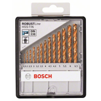 BOSCH Sada spirálových vrtáků do kovu HSS-TiN, Robust Line, 135° 1,5–6,5 mm, 13 kusů 2607010539