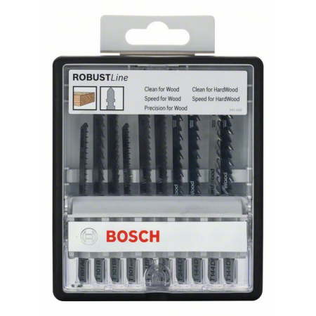 BOSCH 10dílná sada pilových plátků Robust Line, varianta Wood, se stopkou T 2607010540