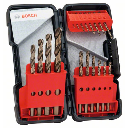 BOSCH 18dílná sada spirálových vrtáků do kovu HSS-Co, Toughbox, DIN 338, 135° 1–10 mm 2607017047