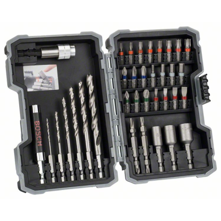 BOSCH 35dílná sada spirálových vrtáků HSS a šroubovacích nástavců Extra Hard, PH, PZ, SL, H, T  2607017327