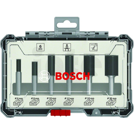 BOSCH Sada fréz, 6 ks, drážkovací frézy s 8mm vřetenem 2607017466