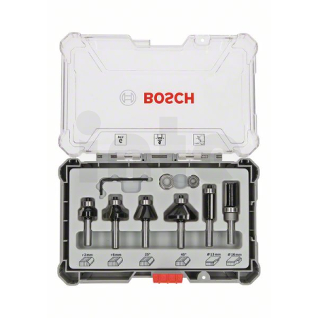 BOSCH Sada fréz s 6mm vřetenem Trim&Edging, 6 ks 2607017468