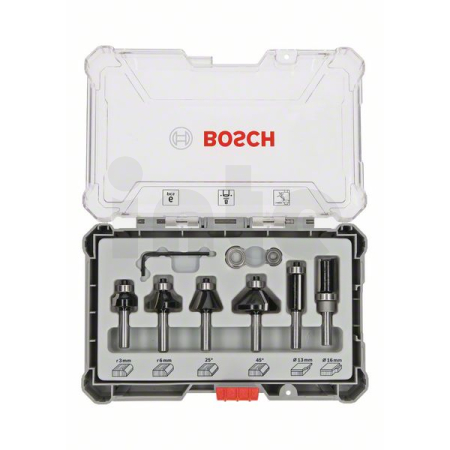 BOSCH Sada fréz s 8mm vřetenem Trim&Edging, 6 ks 2607017469