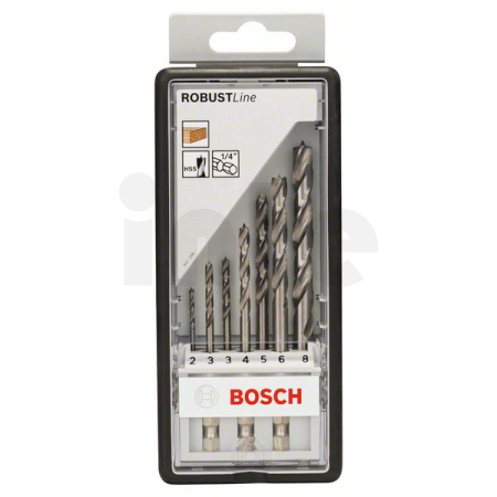 BOSCH 7dílná sada spirálových vrtáků s centrovacím hrotem Robust Line, šestihranná stopka 2–8 mm 2607019923