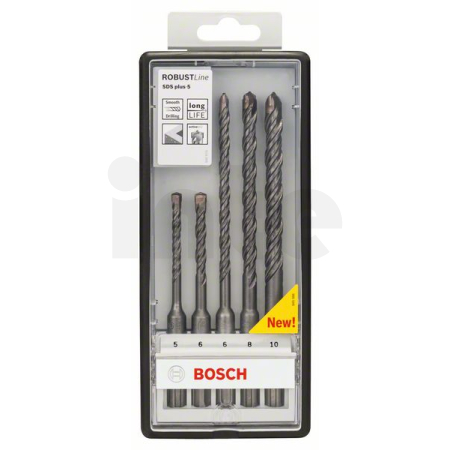 BOSCH 5dílná sada spirálových vrtáků do kladiv Robust Line SDS plus-5, 5–10 mm 2607019927