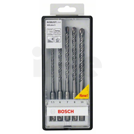 BOSCH 5dílná sada spirálových vrtáků do kladiv Robust Line SDS plus-5, 5,5–10 mm 2607019929