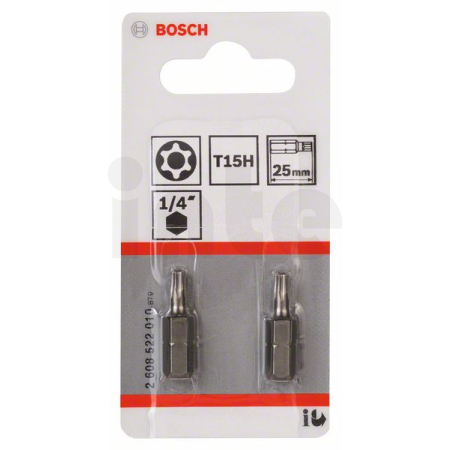 BOSCH Šroubovací bit T15H Security Torx® zvlášť tvrdý Extra-Hart, 2 ks 2608522010