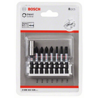 BOSCH 8dílná souprava nástavců Impact Control Power Bit, 2×PH2;2×PZ2;1×T20;1×T25;1×T30 2608522326
