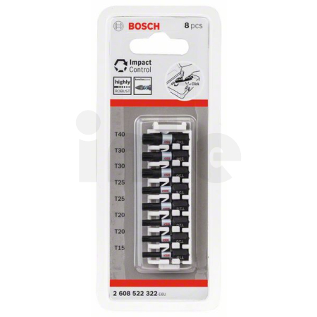 BOSCH Souprava nástavců Impact Control Power Bit, 8 kusů, 8×PZ2 2608522331