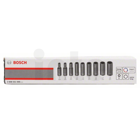 BOSCH 9dílná sada nástavců 7–19 mm, dlouhé 2608551099