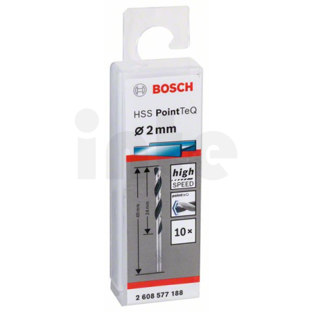 BOSCH Spirálový vrták HSS PointTeQ 2,0 mm, 10 ks 2608577188
