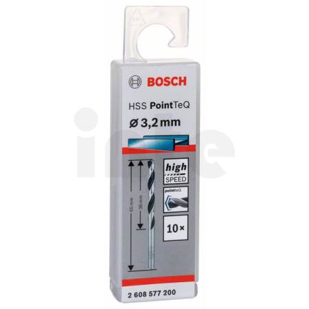 BOSCH Spirálový vrták HSS PointTeQ 3,2 mm, 10 ks 2608577200