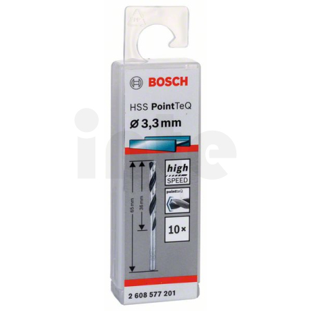 BOSCH Spirálový vrták HSS PointTeQ 3,3 mm, 10 ks 2608577201
