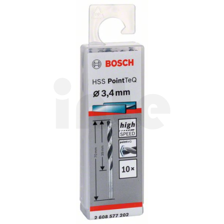 BOSCH Spirálový vrták HSS PointTeQ 3,4 mm, 10 ks 2608577202