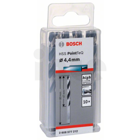 BOSCH Spirálový vrták HSS PointTeQ 4,4 mm, 10 ks 2608577212
