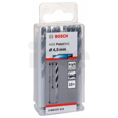 BOSCH Spirálový vrták HSS PointTeQ 4,5 mm, 10 ks 2608577213