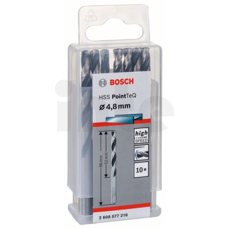 BOSCH Spirálový vrták HSS PointTeQ 4,8 mm, 10 ks 2608577216
